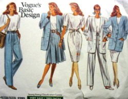 2285 VOGUE JACKET,  PULLOVER DRESS, TOP,  FLARE SKIRT, PANTS PATTERN 6-16 2 SIZES